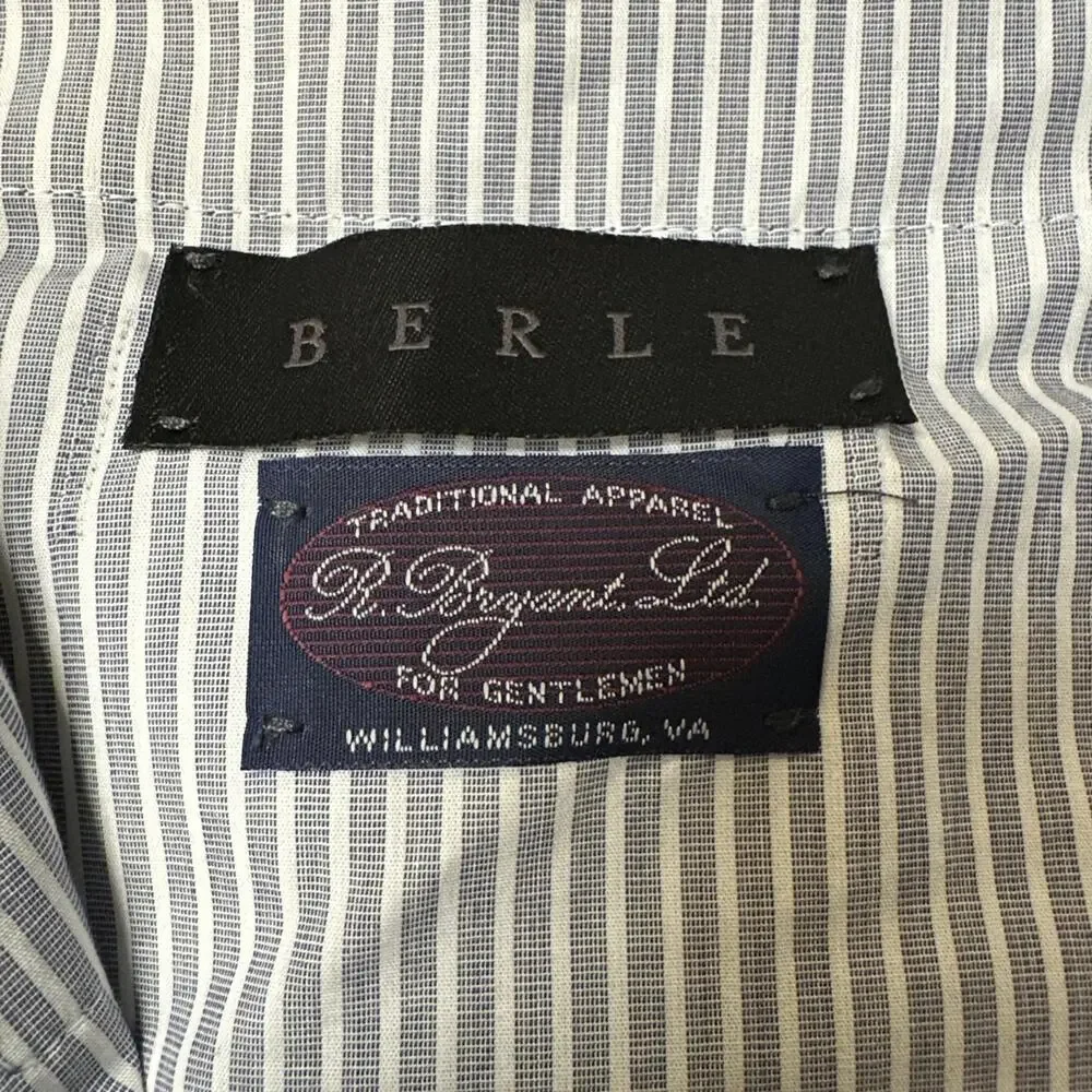 Berle Dress‎ Trousers Pants Mens 40 x 26 Navy Blue Pleated 100% Wool Cuffed